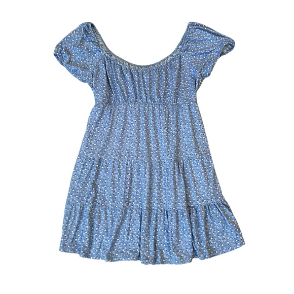 Hollister Babydoll Milkmaid Light Blue Floral Dress Large - Picture 1 of 7